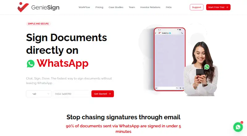 GenieSign's website