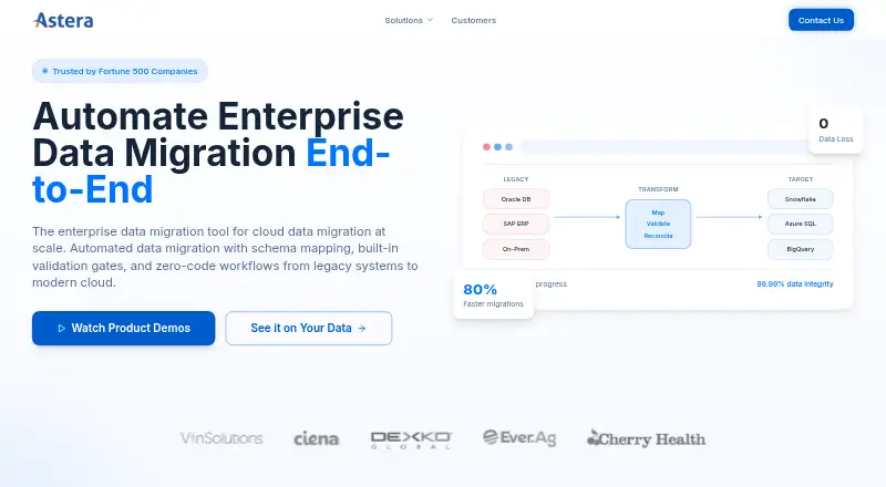 The Astera Centerprise homepage