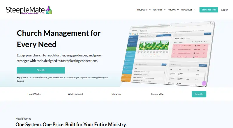 The SteepleMate Church Check-In homepage