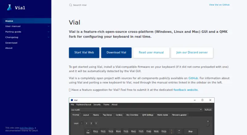 The Vial homepage