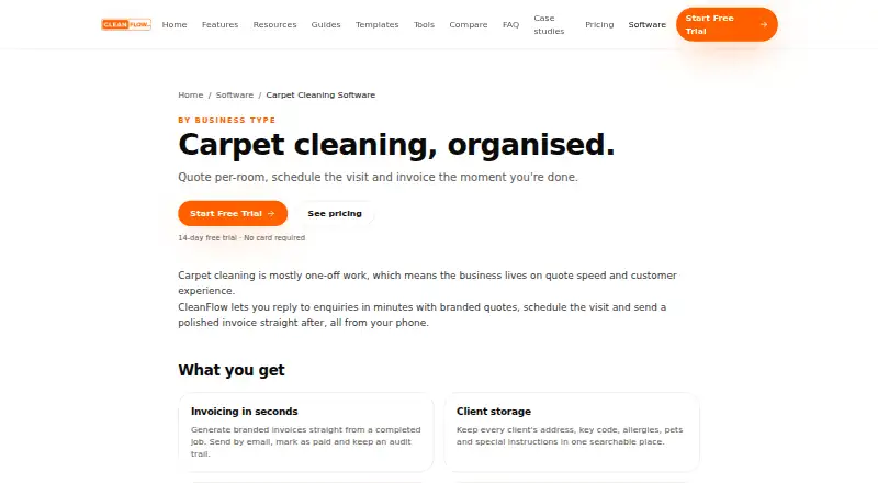 CleanFlow's website