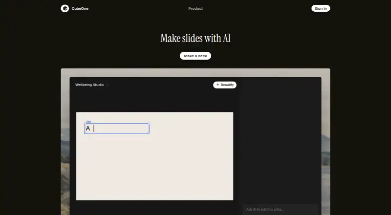 The CubeOne homepage
