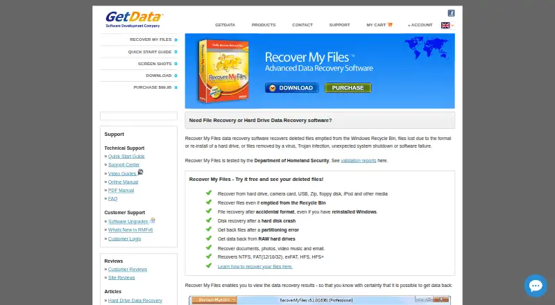 Recover My Files's website