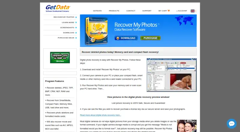 Recover My Photos's website