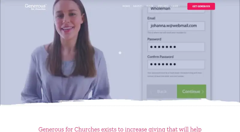 Generous for Churches's website