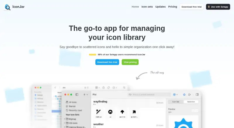 The IconJar homepage