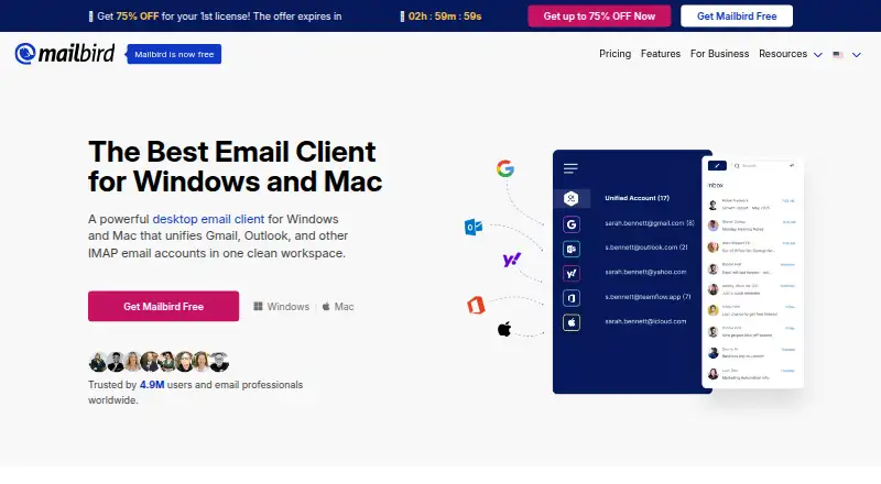Mailbird's website