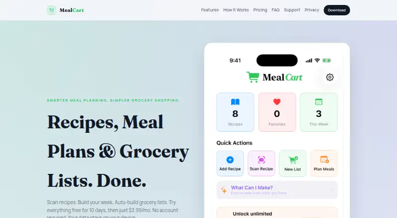 MealCart's website