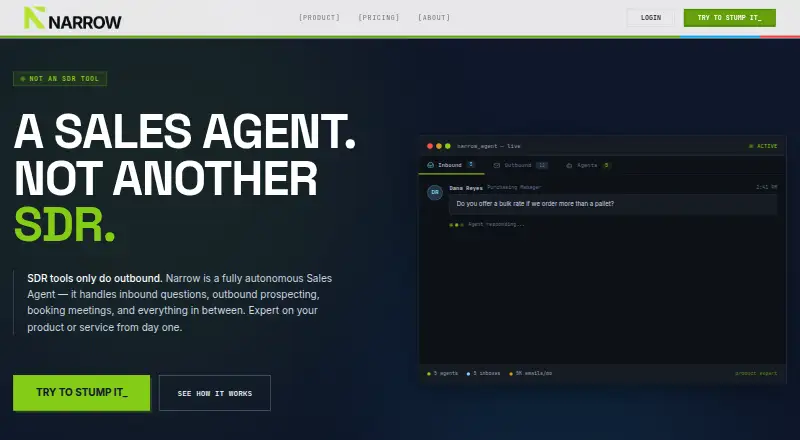 The Narrow homepage