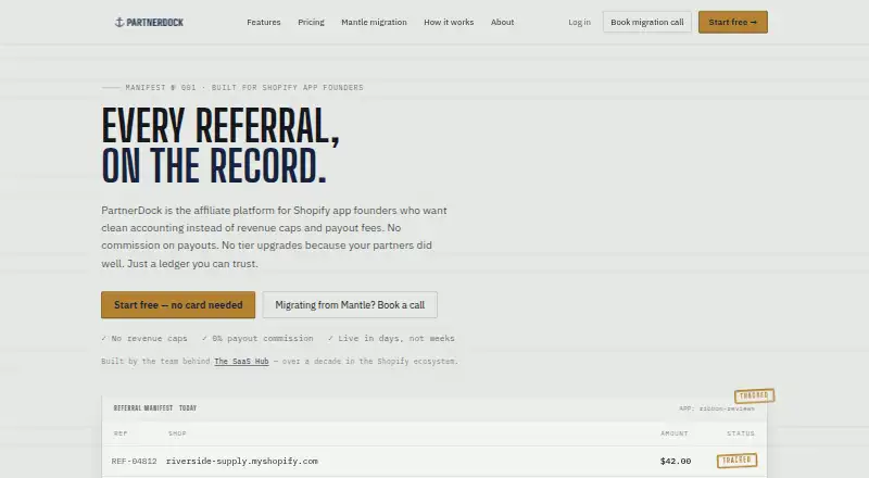 The PartnerDock homepage