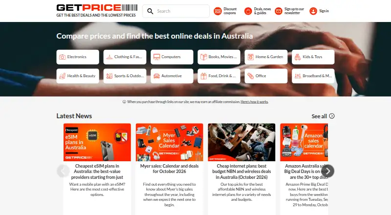 Getprice's website