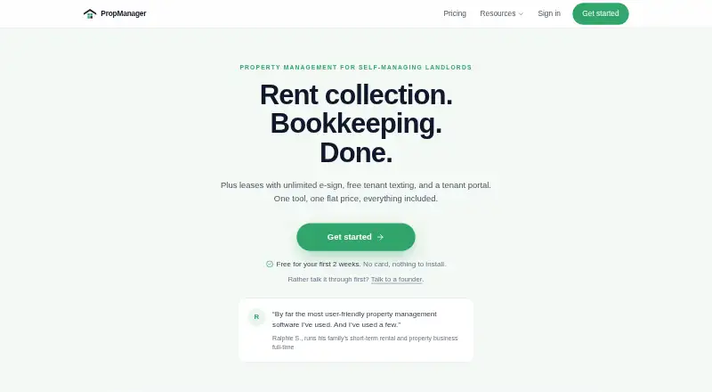 The PropManager homepage