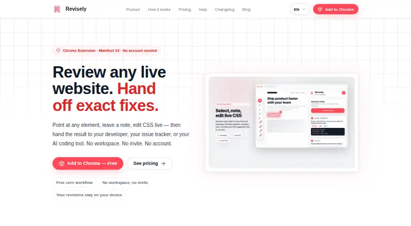 The Revisely homepage