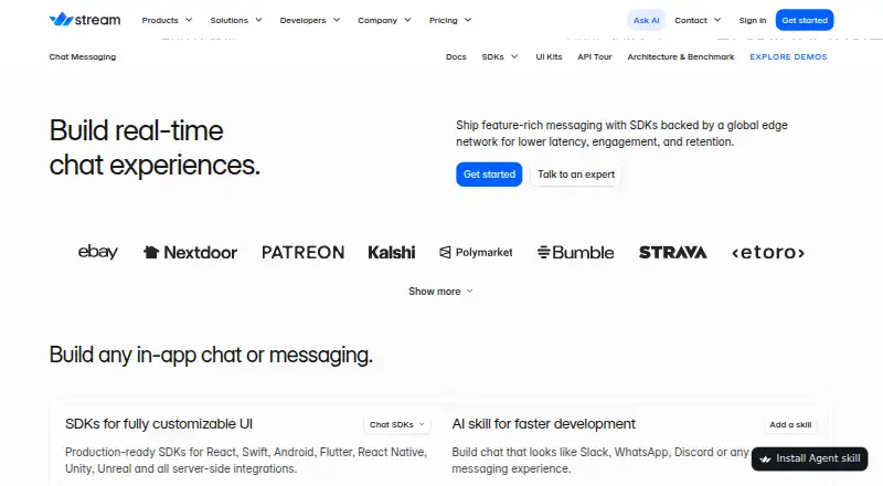 Stream Chat's website