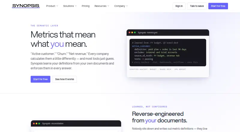 The Synopsis Semantic Layer homepage