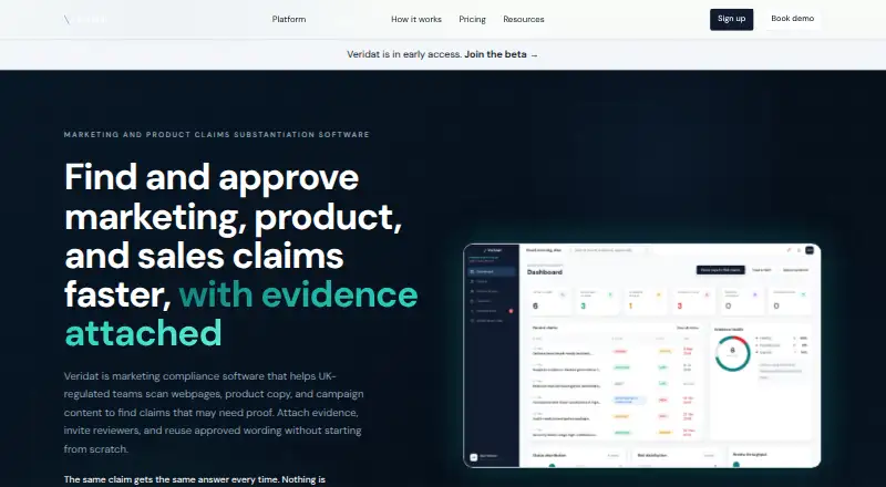 Veridat's website