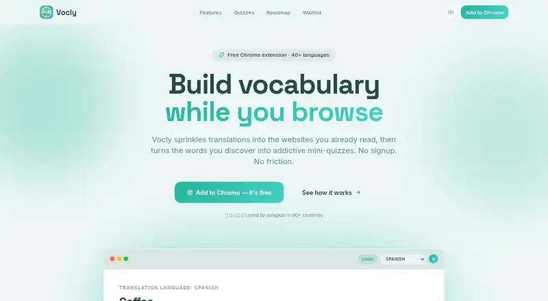 The Vocly homepage