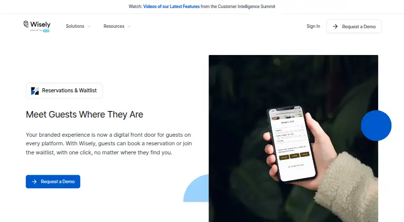 Wisely Reservations & Waitlist's website