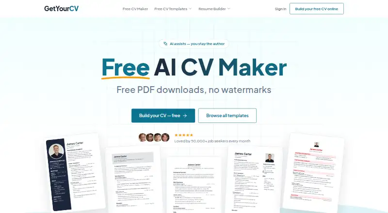 GetYourCV's website