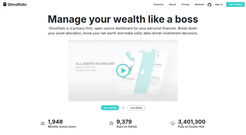 Ghostfolio's website