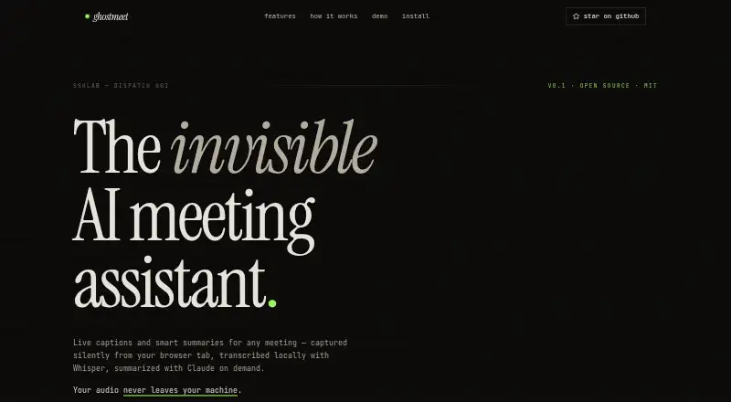The ghostmeet homepage