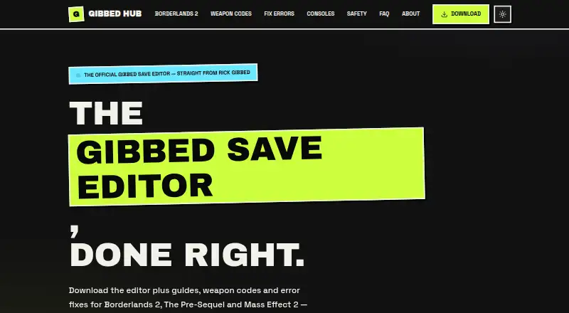 Gibbed Save Editor's website