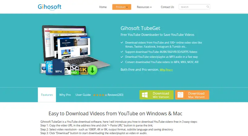 Gihosoft TubeGet's website