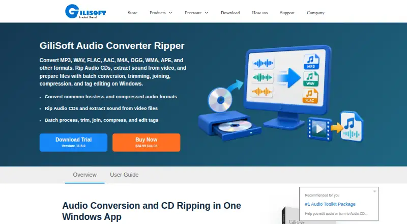 The GiliSoft Audio Converter Ripper homepage
