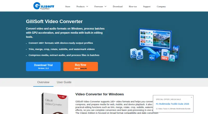 The GiliSoft Video Converter homepage