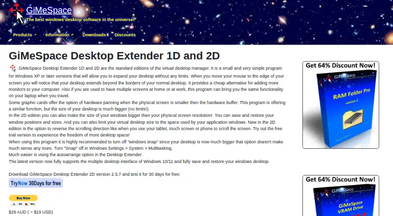 GiMeSpace Desktop Extender's website