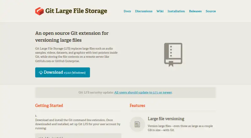 Git Large File Storage's website