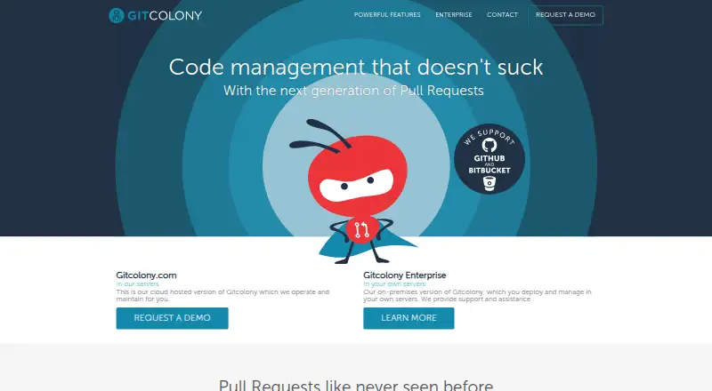 The GitColony homepage