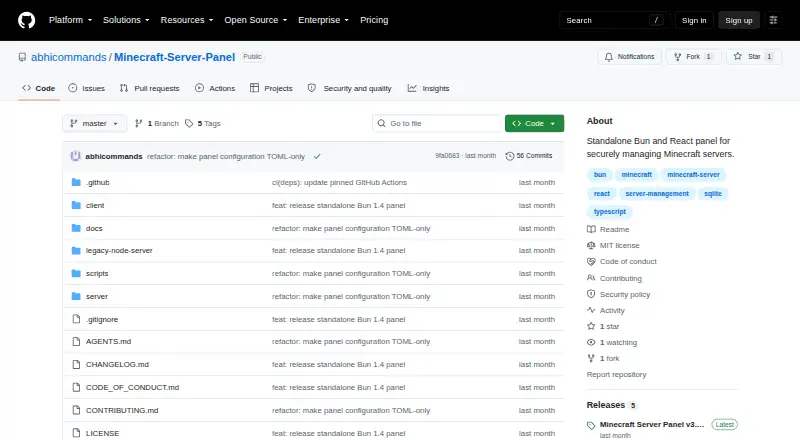 Minecraft Server Panel's website