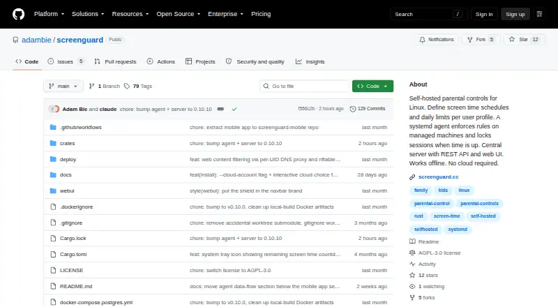 The ScreenGuard homepage