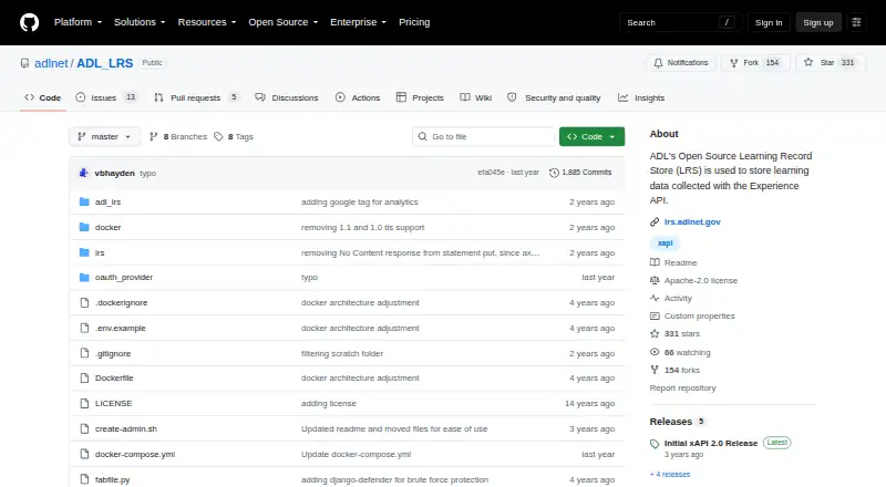 ADL Open Source LRS's website
