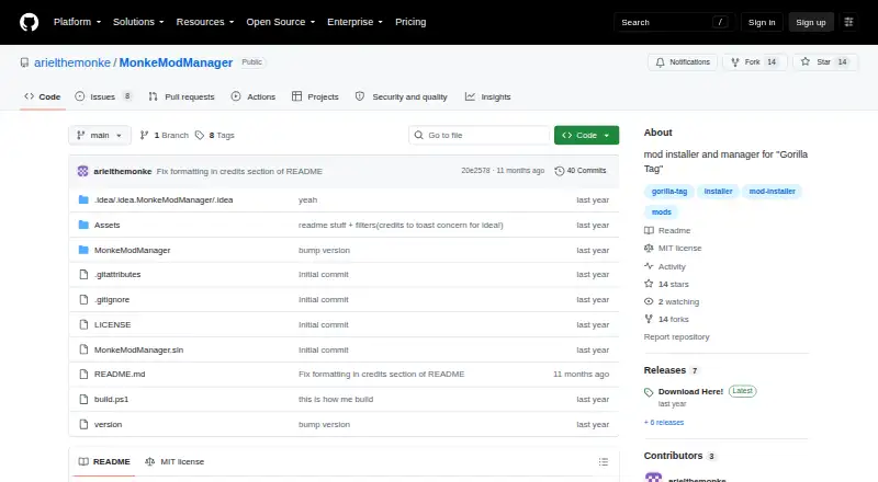 MonkeModManager's website