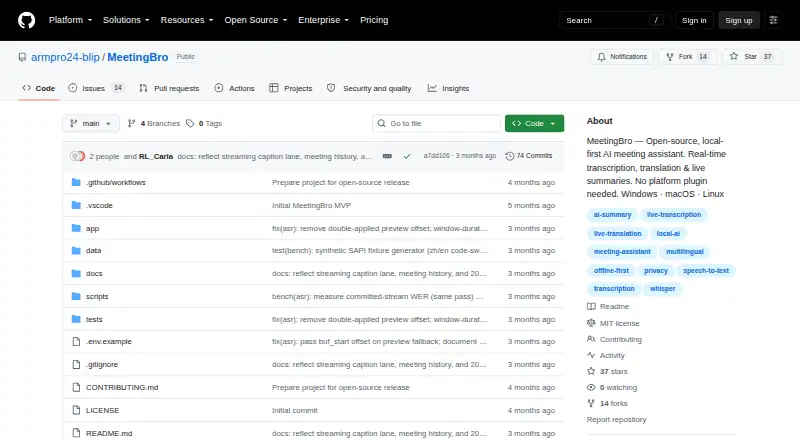 The MeetingBro homepage