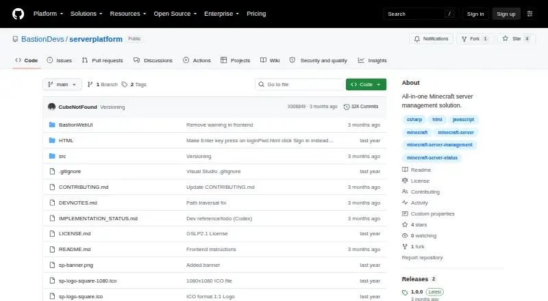 Bastion Server Platform's website