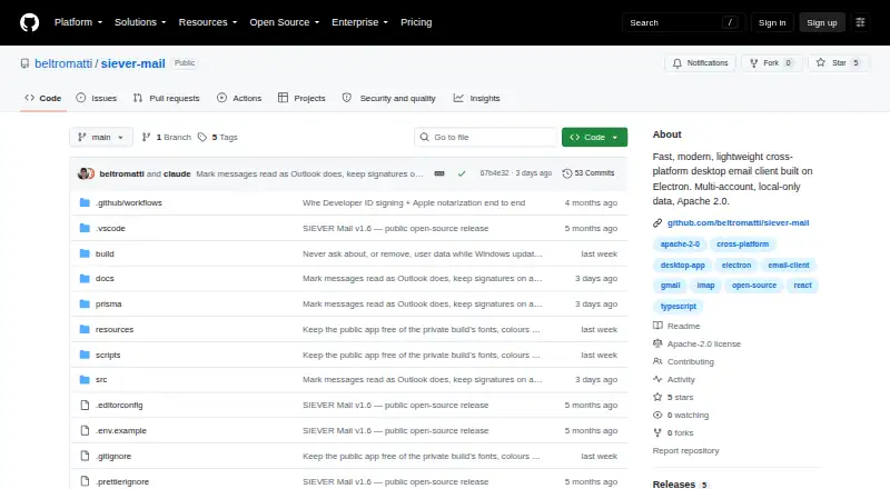 SIEVER Mail's website