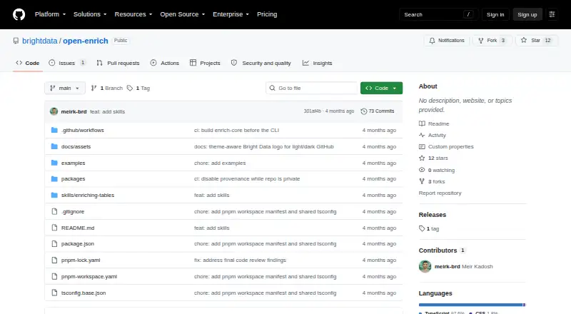 The Open Enrich homepage