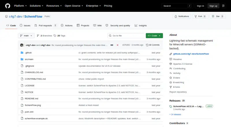 The SchemFlow homepage