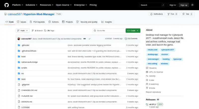 Hyperion Mod Manager's website