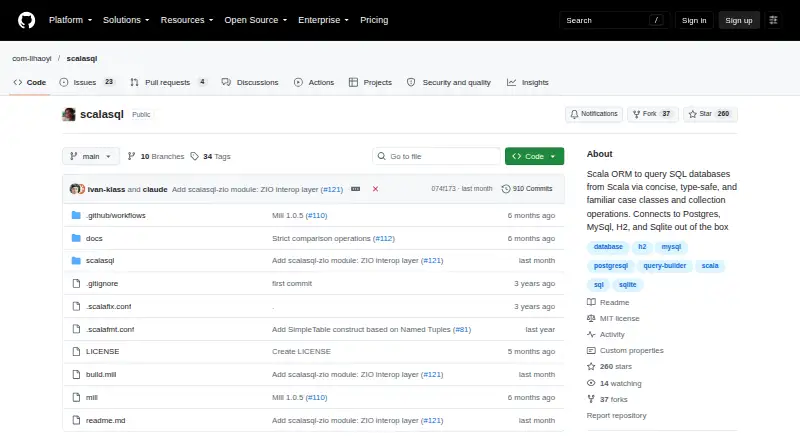 ScalaSql's website