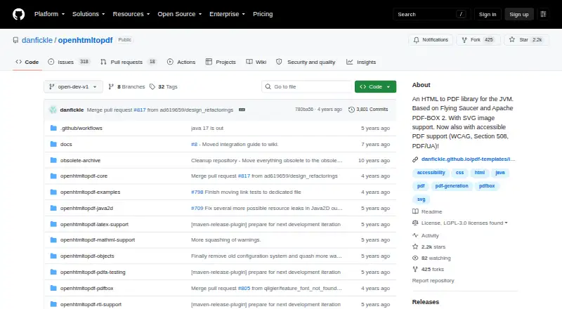OpenHTMLtoPDF's website