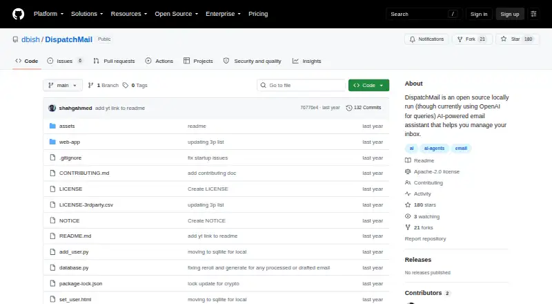 The DispatchMail homepage