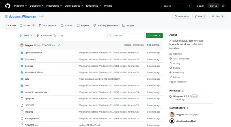 The Wingman homepage