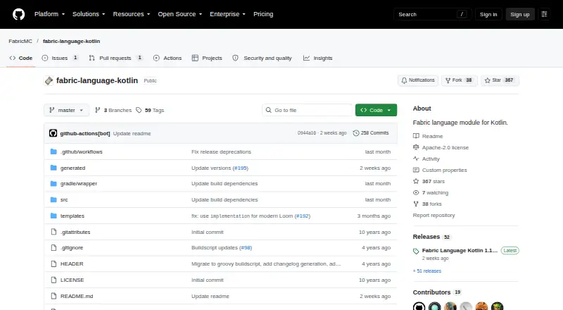Fabric Language Kotlin's website