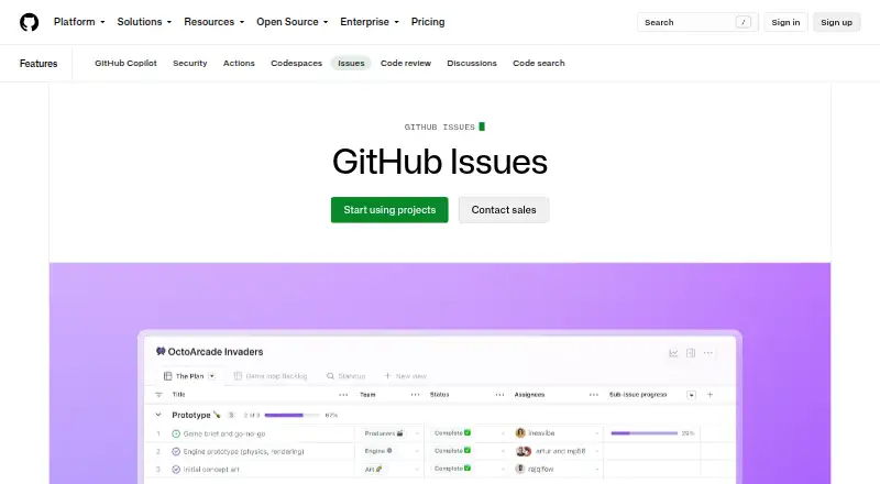 GitHub Issues's website