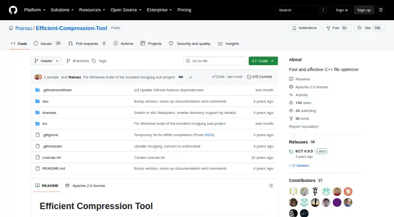 The Efficient Compression Tool (ECT) homepage