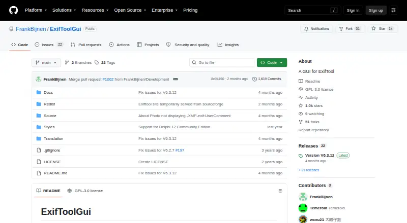 ExifToolGUI's website